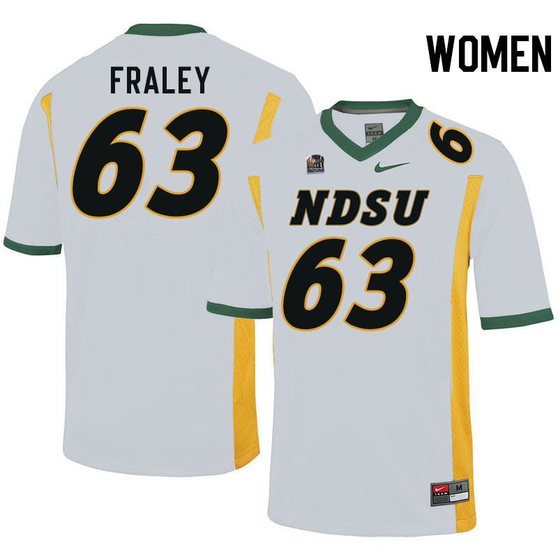 Women #63 Trent Fraley North Dakota State Bison College Football Jerseys Stitched-White
